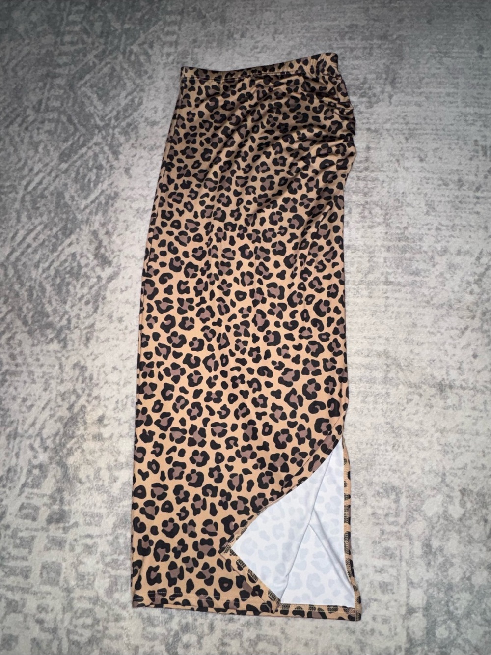 Grunge Leopard Print Maxi Skirt - Tan/Black